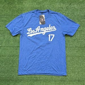 Majestic Los Angeles Dodgers #17 Shohei Ohtani Men's Blue T-Shirt Medium